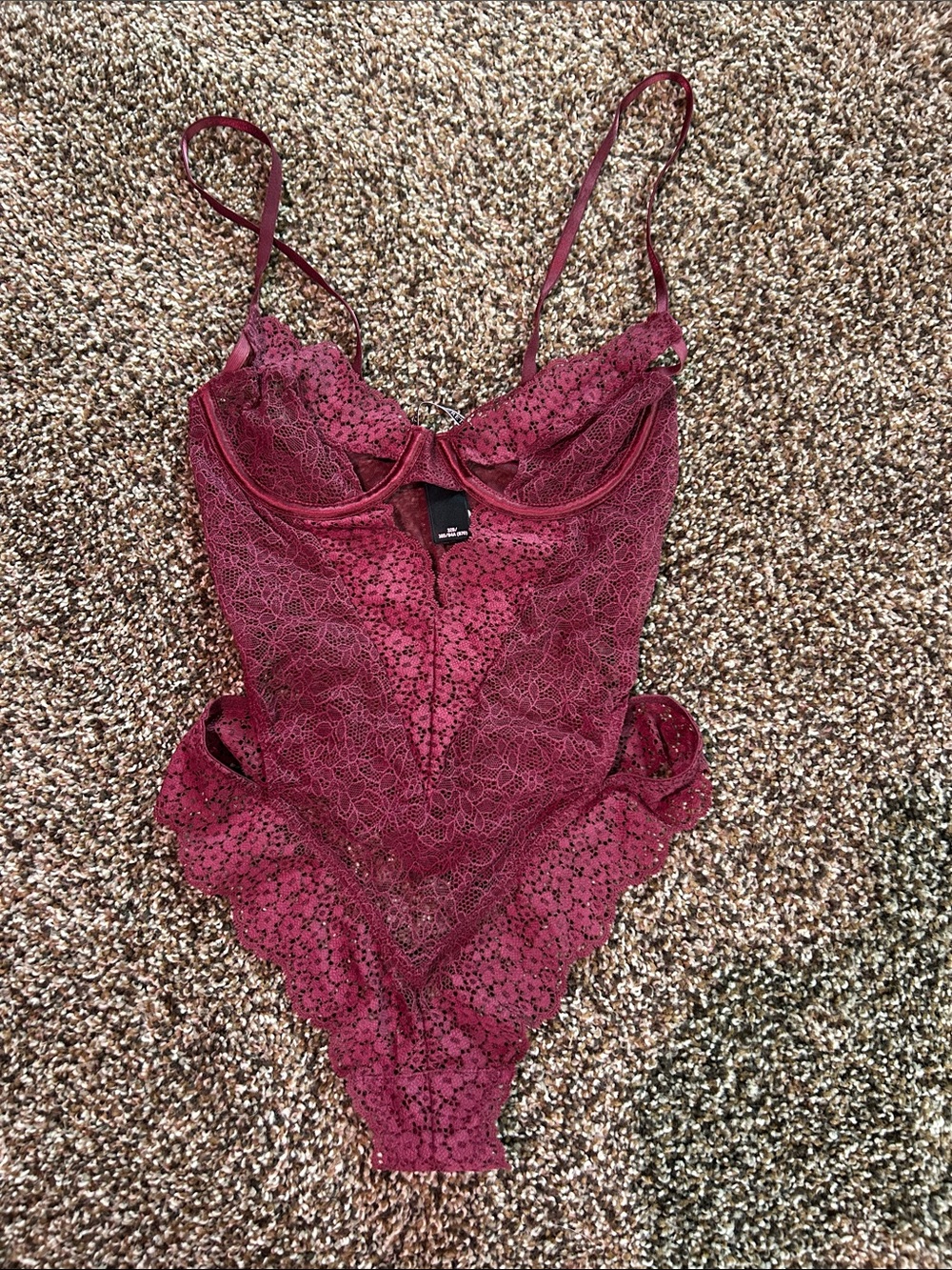 Victoria's Secret Wine Lace Bodysuit